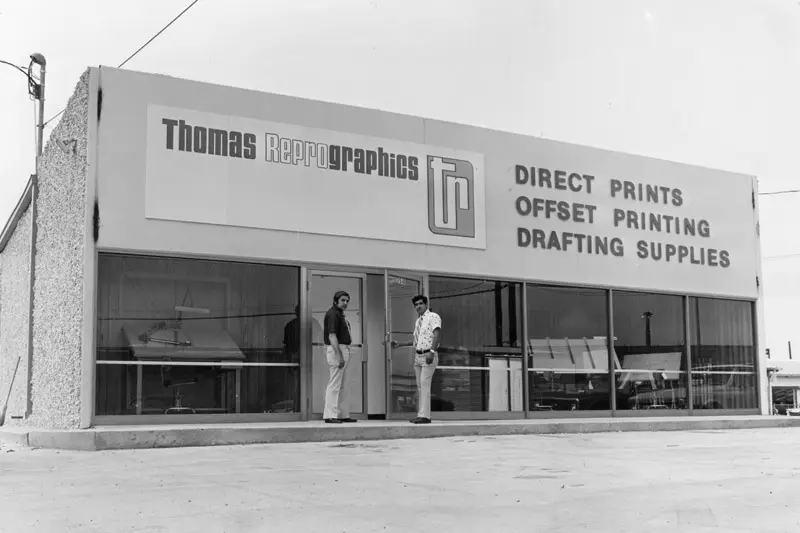 Old photo of a Thomas Reprographics location in the '70s