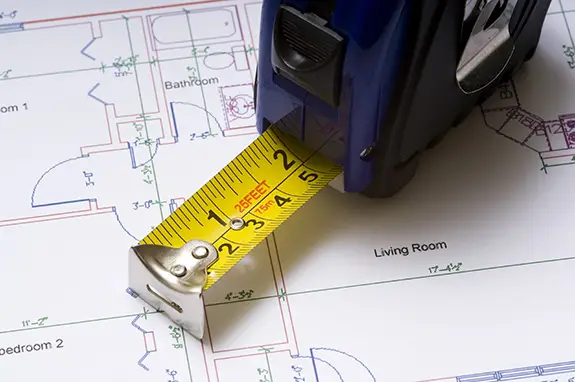 Tape measure on construction plans