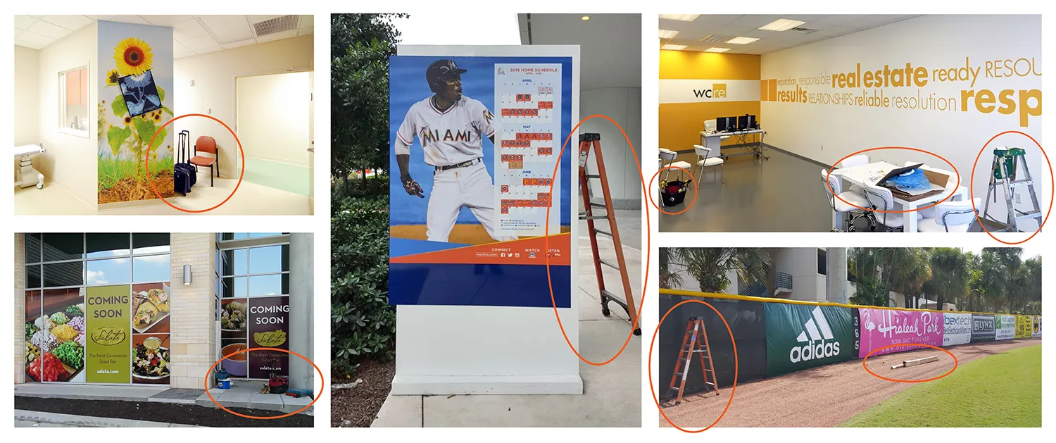 A collage of photos, each one with visible clutter