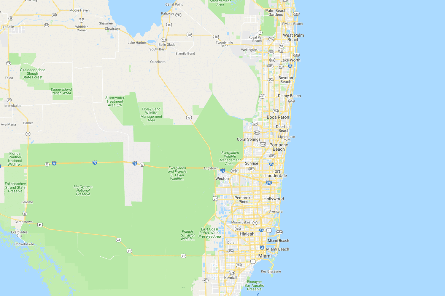 Southeast Florida area TPW locations
